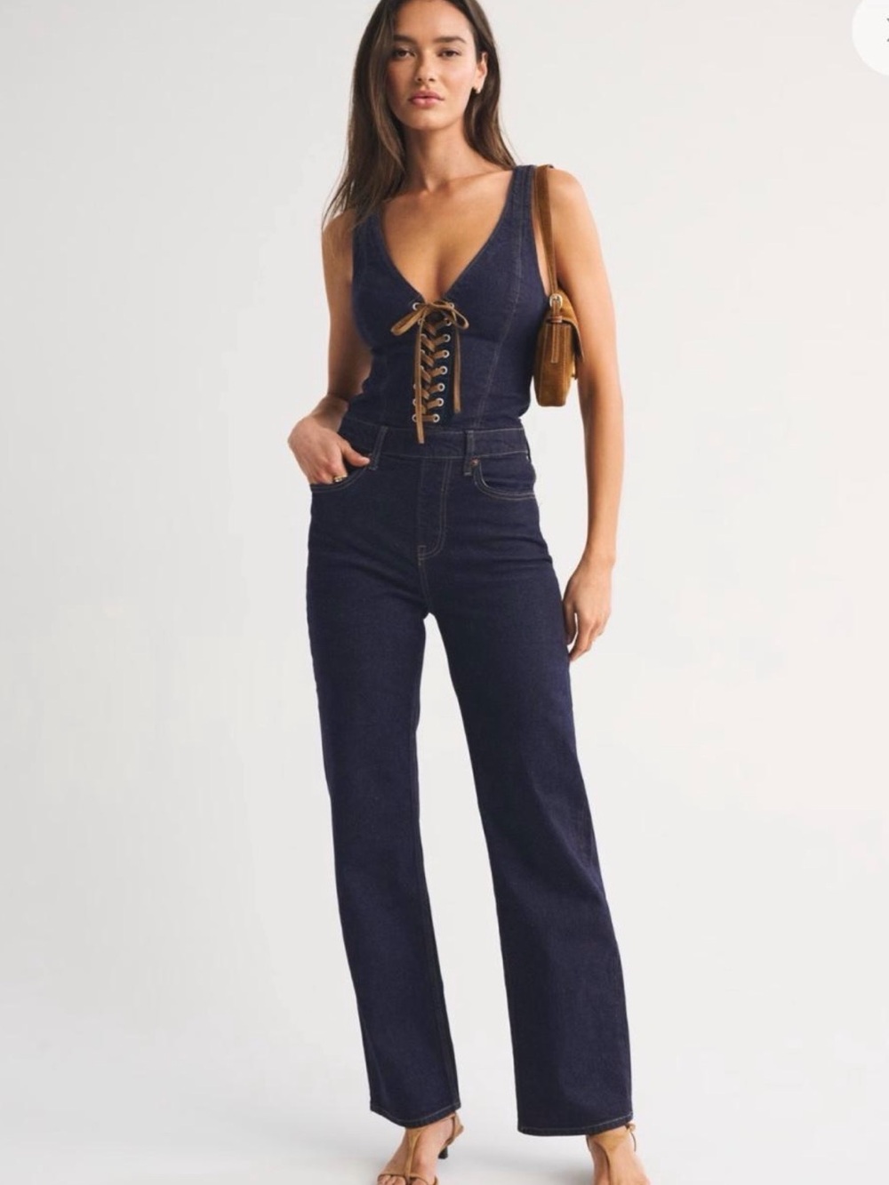 Abercrombie & Fitch High-Rise Dark Indigo Straight Jeans